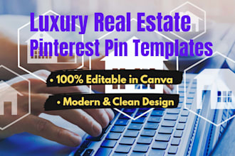design luxury real estate pinterest pin canva templates