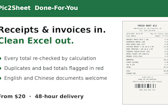 convert your receipts and invoices into clean excel with verified totals