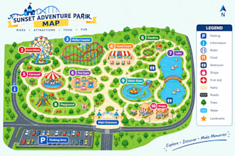 design a custom theme park, amusement park, festival, or tourism map