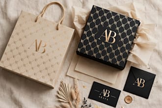 design luxury abaya packaging, shopping bag and gift box
