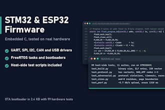 develop stm32 or esp32 firmware in c with freertos