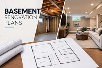 draft professional basement finishing plans and permit drawings for pa and co