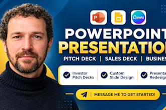 design a professional powerpoint presentation, pitch deck and sales deck