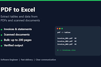 extract data from pdf or scanned documents to excel