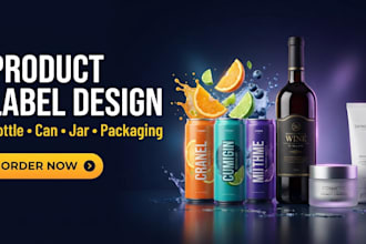 design custom product label, bottle label, can label, packaging design