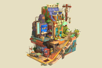 create stylized 3d game models and isometric environments