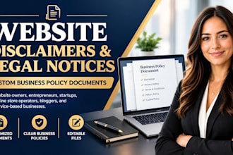 prepare legal notices, website disclaimers, and business policy documents