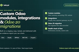 develop custom odoo modules, integrations and odoo 20 migrations