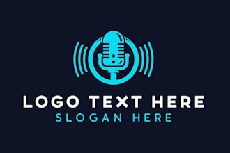 design a modern professional radio station and podcast logo