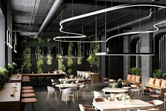 redesign cafe interior 3d rendering, coffee shop, restaurant 3d furniture layout