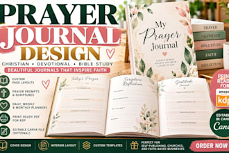design a christian prayer journal, devotional journal and prayer planner