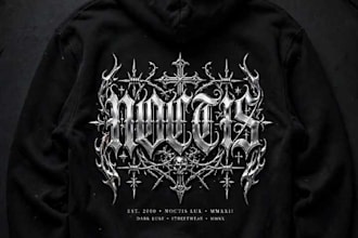 design dark streetwear hoodie and patch logo