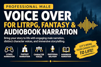 record male character voice over for litrpg, fantasy audiobook voice narration