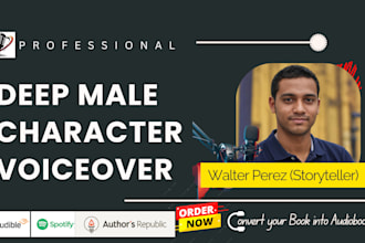 record male character voice over for litrpg, fantasy audiobook voice narration