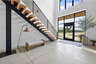 create a modern staircase 3d model and realistic  interior rendering