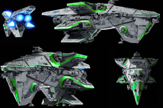 make game ready 3d spaceship model, 3d sci fi spacecraft, 3d starship model ue5