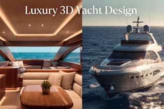 design a luxury 3d yacht, boat, and marine vessel model