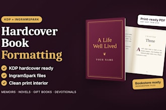 do hardcover book formatting, kdp hardcover, ingramspark, print book, interior
