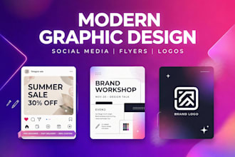 design modern social media posts, flyers and business cards