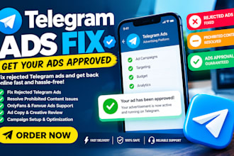 fix telegram ads for onlyfans, fanvue telegram ads, fix telegram ads rejection