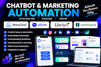 setup manychat uchat chatbot omnisend klaviyo social media automation