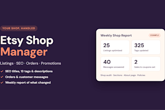 be your etsy shop manager for listings, SEO and store management