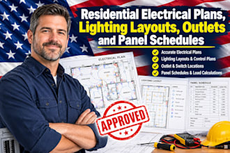 residential electrical plans, lighting layouts, outlets and panel schedules