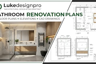 create 2d bathroom renovation plans and elevations