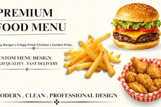 design premium food menu, restaurant menu, signature burger menu