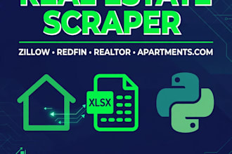scrape real estate data from zillow, redfin, realtor, apartments to excel csv