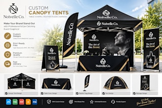 design canopy tent, table cover, feather flag, tent, or signage