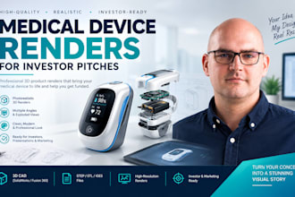 create photoreal medical device renders and exploded views for investor decks