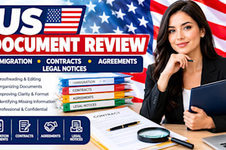 review US immigration legal document, contract, agreement and legal notice