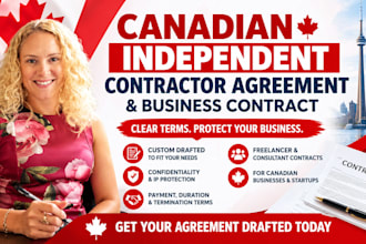 draft a canadian independent contractor agreement and business contract