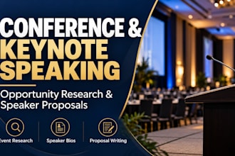find conference speaking opportunities and prepare keynote speaker proposals