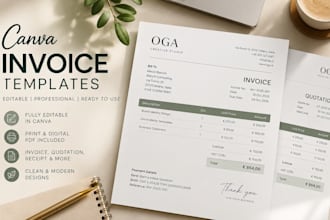 design amazing editable canva invoice, quotation and business templates in 2hour