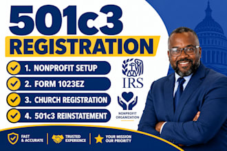 do 501c3 nonprofit registration, church, ngo, reinstate 501c3, file form 1023ez