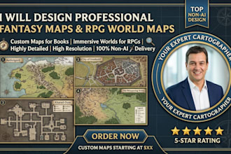 design professional fantasy maps or rpg world maps for your book or game