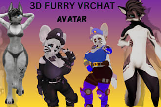 create furry vrchat avatar fursona anthro 3d model rigging physbones unity quest