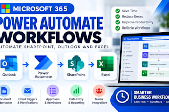 automate sharepoint,outlook and excel workflows with power automate