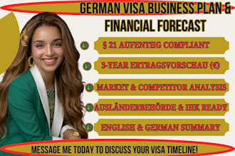 write a german freelance visa business plan and ertragsvorschau section 2
