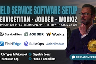servicetitan setup jobber workiz pricebook dispatch job types technician app