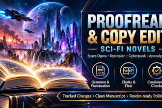 proofread space opera dystopian sci fi novel copy edit apocalyptic cyberpunk