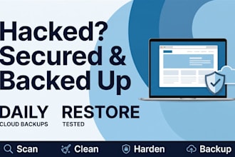 remove malware, secure wordpress and set up automatic cloud backups