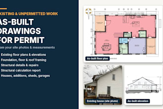 create as built drawings and existing house plans for permit