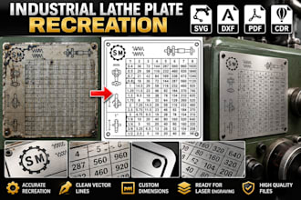 recreate industrial lathe machine plates