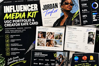 design a modern influencer media kit, ugc portfolio and rate card