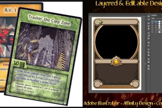 design editable tcg card, printable tarot card, playing cards, ccg or mtg card