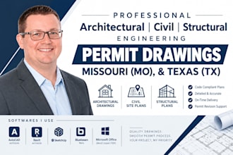 architect, civil and structural engineer drawings for missouri and texas permit