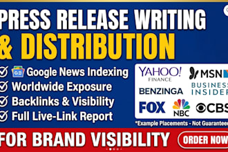 write standard press release and do pr distribution for brand visibility